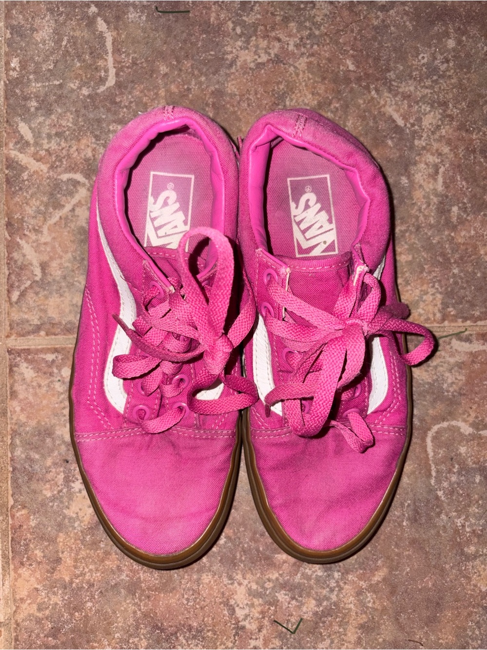 Vans Hot Pink Canvas Low-Top Sneakers with White Stripe